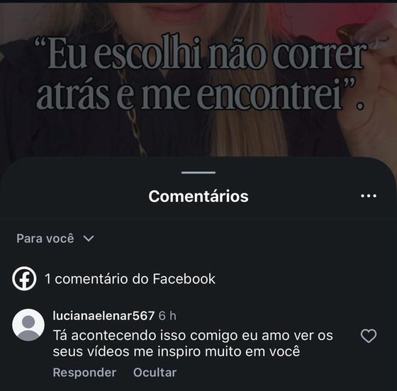 Comentário real de seguidora — identificação